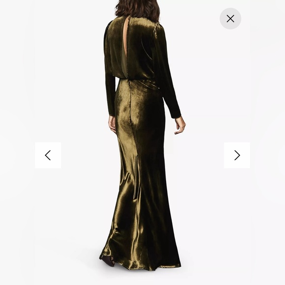 Reiss Klara Velvet Plunge V-Neck Long Sleeve Draped Maxi Dress Size 4 - Picture 2 of 16